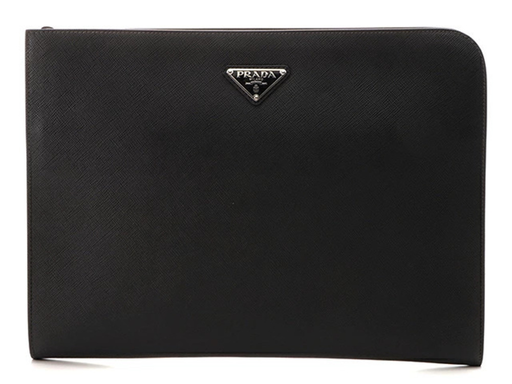 Prada Saffiano Clutch Bag Black Calfskin